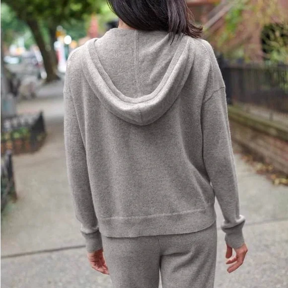 White + Warren Heather Gray Zip Up Hoodie SM - Picture 2 of 9